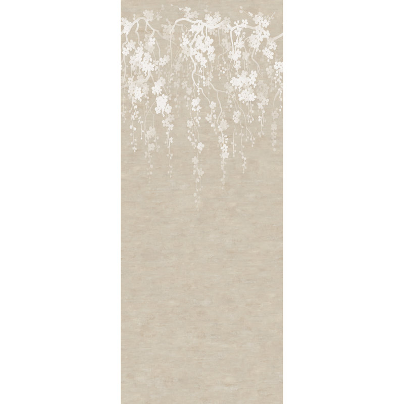 Murale fleurs de sakura, Beige