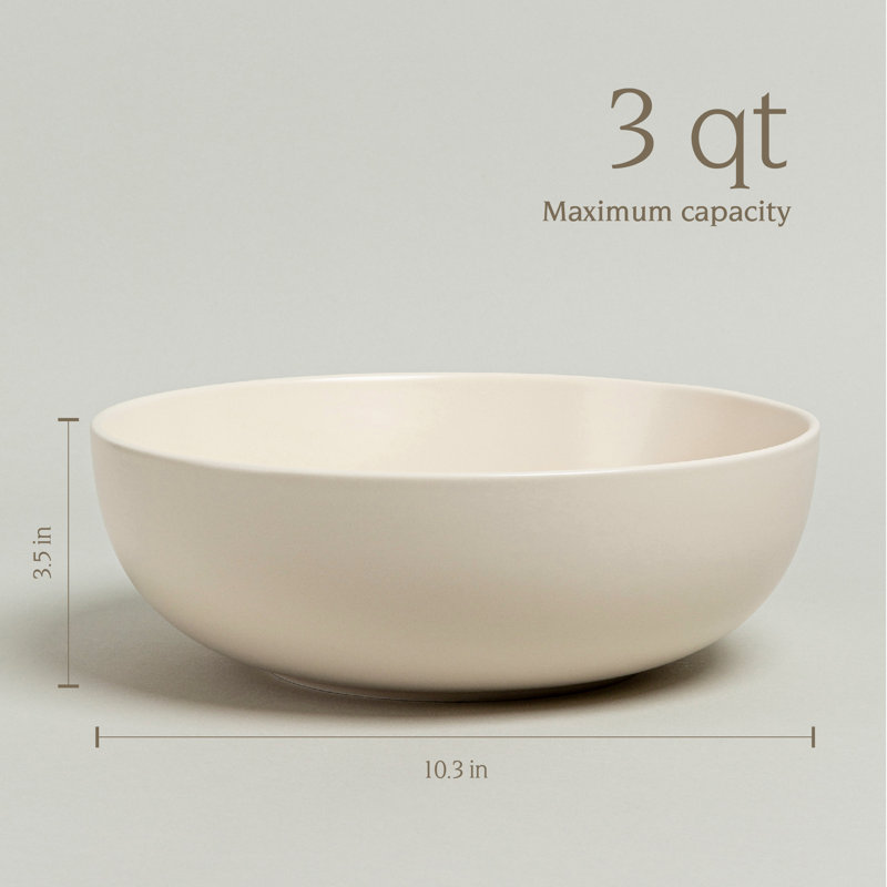 Over&Back Coupe Semi Hand-Finished Stoneware Low Serving Bowl, Ivory