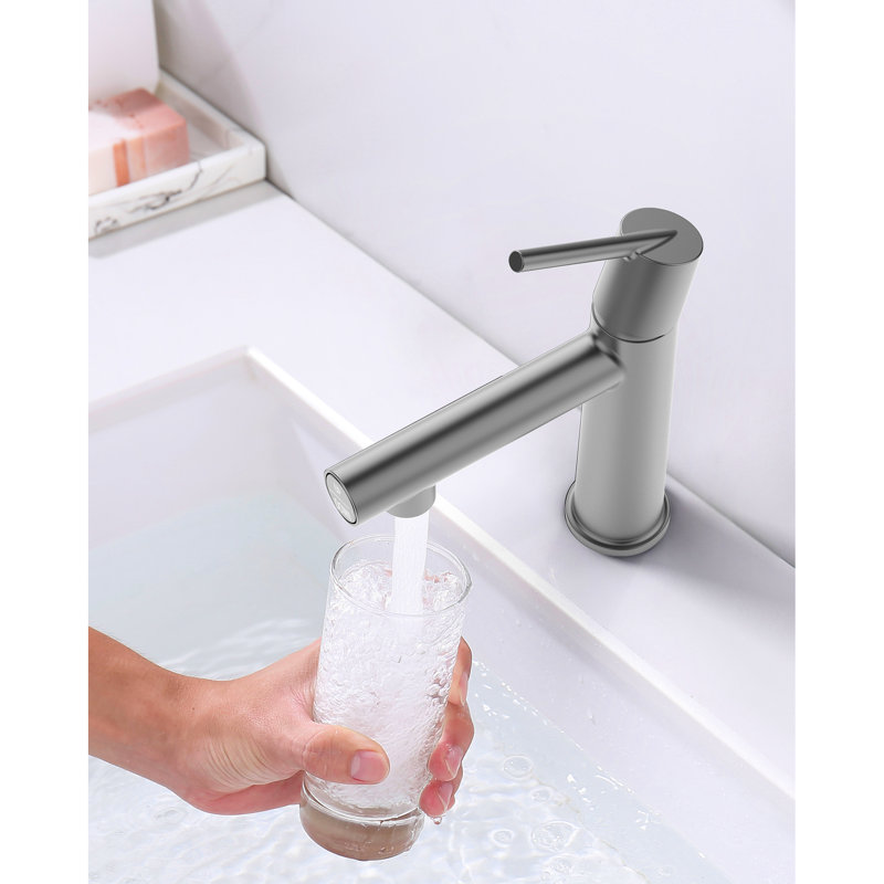 Bathroom Faucet In Gray - 1 Handle Deck Mount, 21 Flow Settings, Corrosion, Scratch-, Water Saving Aerator, No Spot, Color Mounted, Handle, Modes, Zinc, Soft Touch Flow, Efficient, Fingerprint