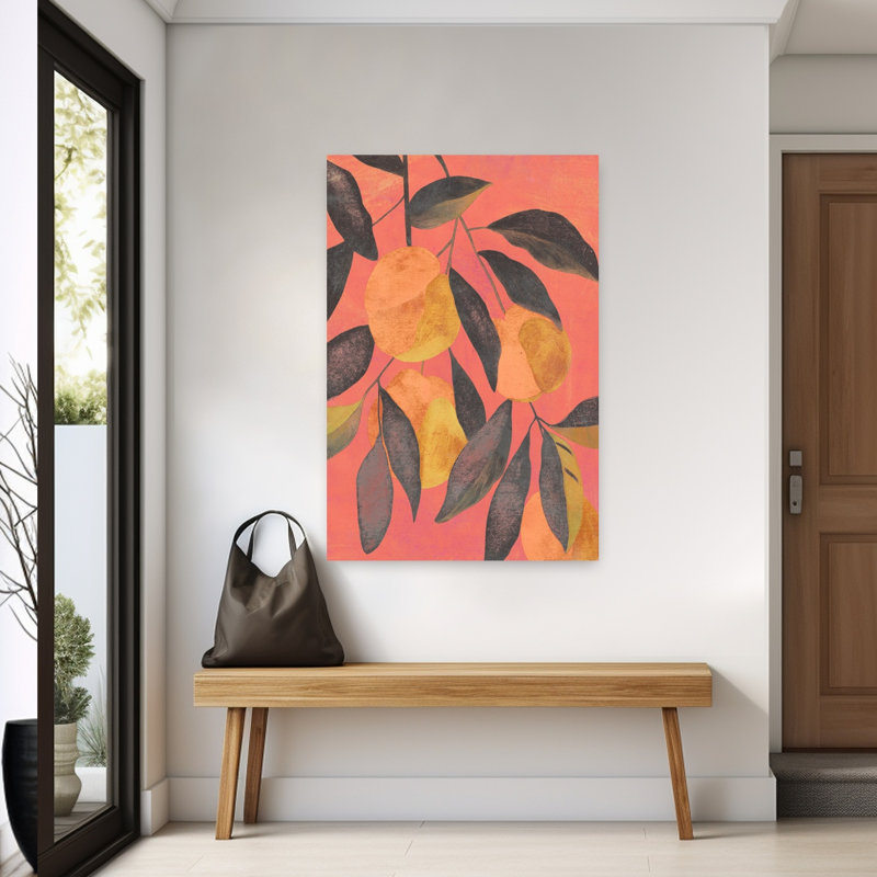 Art contemporain, art abstrait audacieux, fruit naturel, H 60 po x l 40 po
