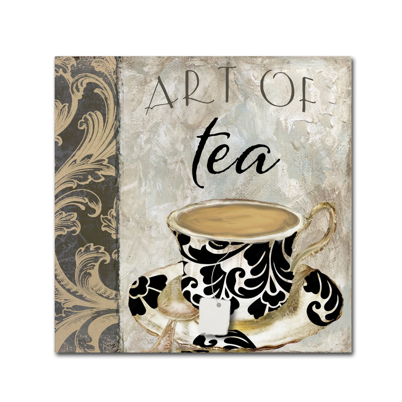 Art of Tea Decorative Canvas with Black and Beige Teacup