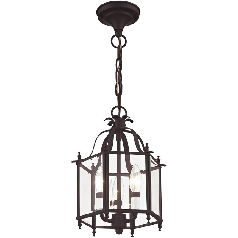 Djamshid 3 - Light Steel Dimmable Cylinder Chandelier, Bronze, Clear Beveled Glass