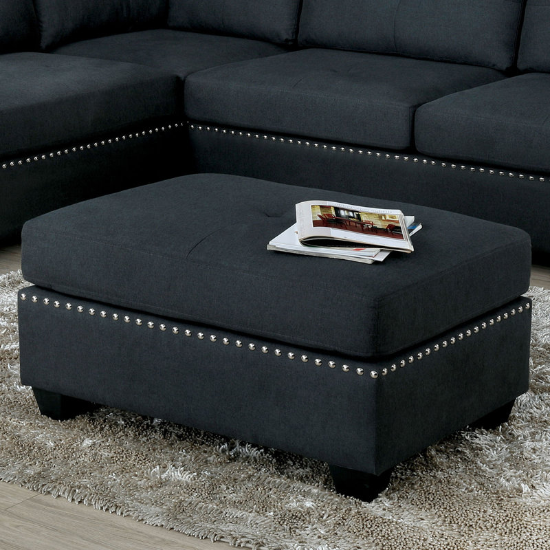 34.6" W Transitional Ottoman, Dark Gray