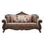 Canapé de 88 po en velours beige à motif floral avec coussins décoratifs et pattes brunes
