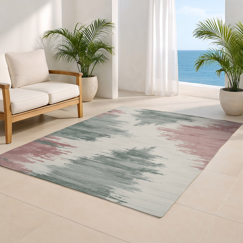 Watercolor Gray Indoor and Outdoor Area Rug, Rectangle 4' x 6'