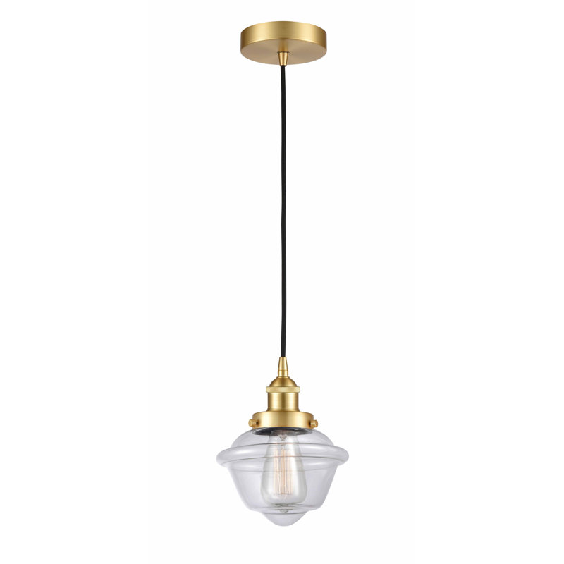 Luminaire suspendu 1 lumière Calliope, Transparent, Or satiné