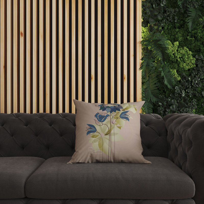 Outdoor Reversible Throw Pillow, 18"H x 18"W, Blue/Green/Pink