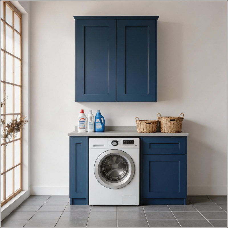 Armoire murale durable bleu marine Shaker avec tablettes réglables pour un rangement polyvalent dans la cuisine, la salle de bain et plus encore