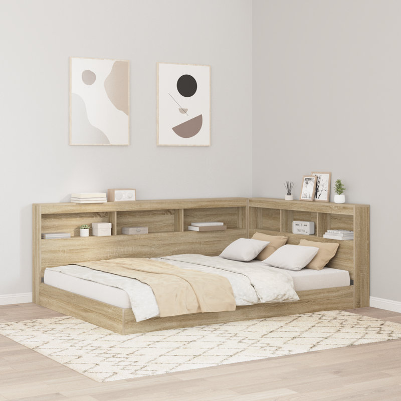 Bookcase Bed Engineered Wood, European Double (140 x 200 cm), Sonoma Oak