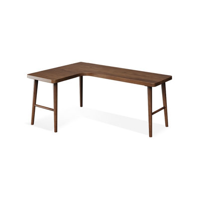 70.87"Walnut L-Shaped Solid Wood desk