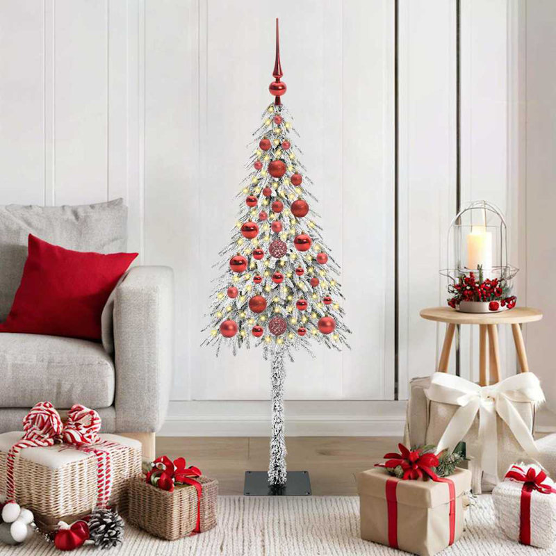 Christmas Tree with 150 LEDs PE and Steel, Red, 3.94' H