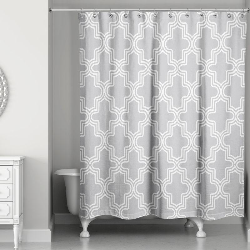 Brody Geometric Shower Curtain, Gray/White