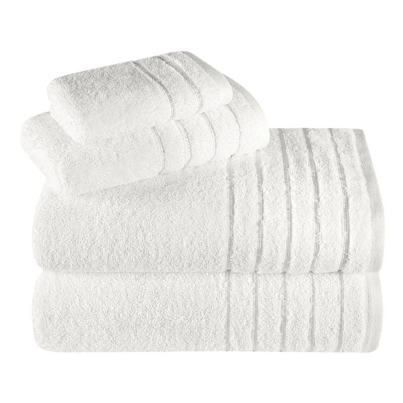 Shantae 100% Turkish Cotton Towel Set - Piece, Plush, Lightweight, and Highly Absorbent - Set of 4, Snow White