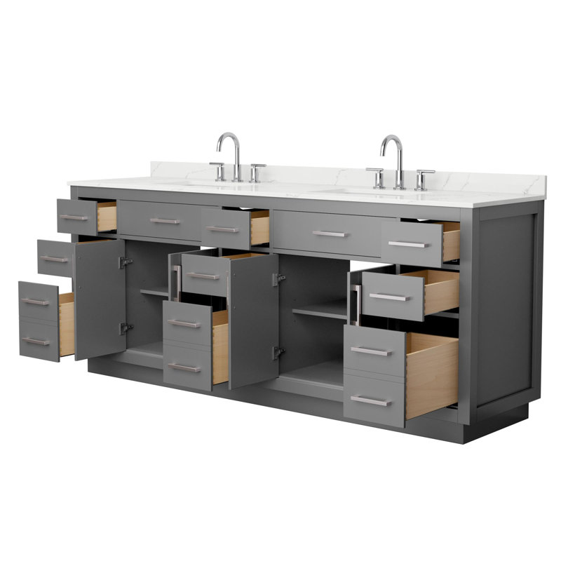 Beckett TK 84'' W Vanity, 8" Center, Brushed Nickel, Gray