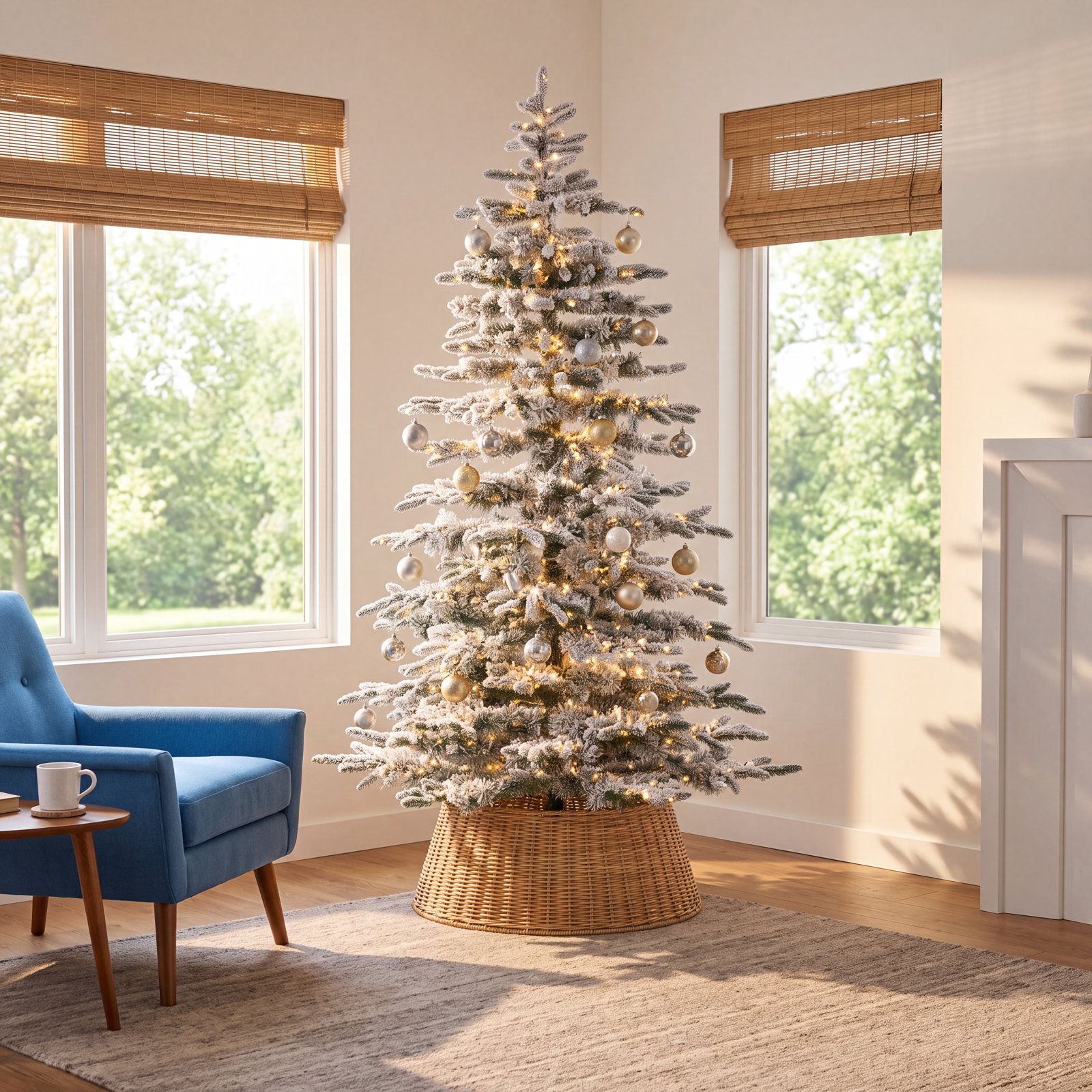 Frosted Pre-Lit Pine Christmas Tree, 6.5' H