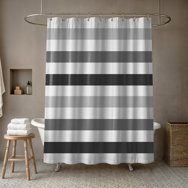Rideau de douche simple à rayures Boucher, Gris