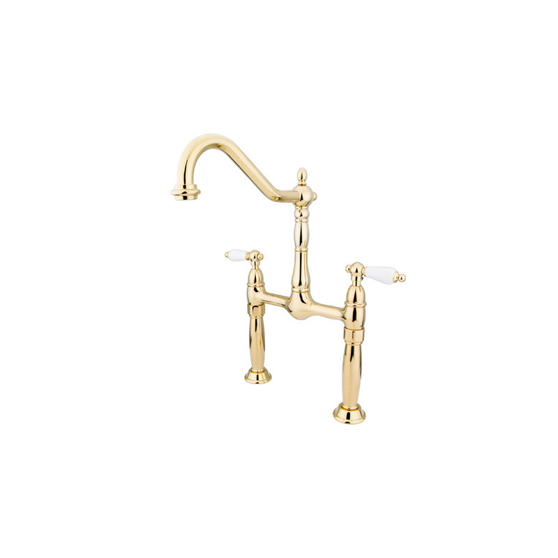 Victorian Vessel Sink Bathroom Faucet, Polished Brass