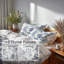 Ensemble de literie moderne 5 pièces - Ensemble de housse de couette et de coussins Blue Toile Wash-124288793
