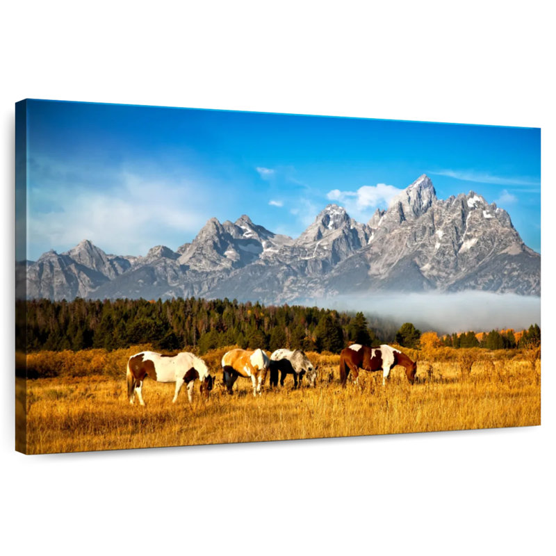 Chevaux Appalaches Brampt broutant, H 24 po x l 36 po