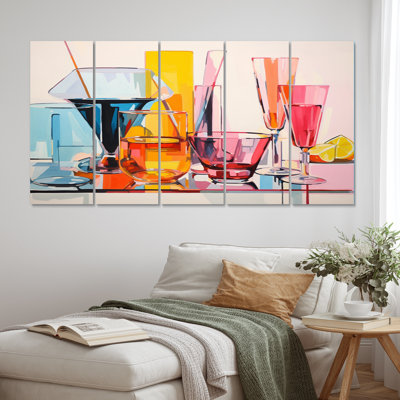 «Food Drinkware An Abstract II», art mural sur toile «Food & Beverage» - 5 panneaux égaux