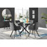 Tierra Modern Chrome Metal & Glass Round Dining Table Set with 4 Luxury Upholstered Fabric Chairs