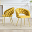 Ensemble de 2 chaises de salle à manger en velours à bulles avec dossier rembourré et pieds en métal doré, chaises d'appoint modernes et rembourrées pour différents styles d'intérieur