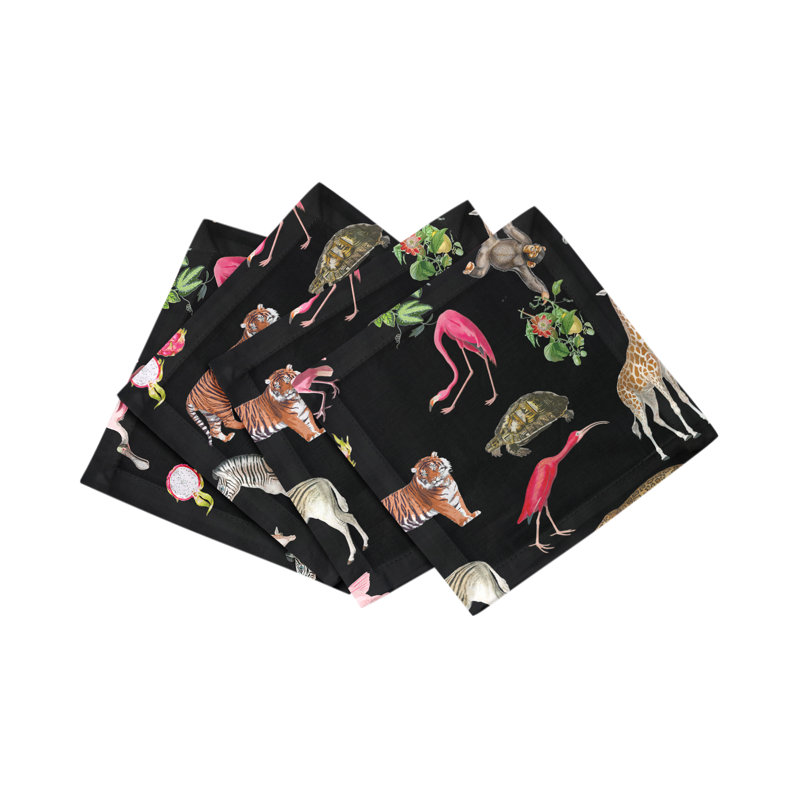 Exotix Cotton Sateen Cocktail Napkins, Black