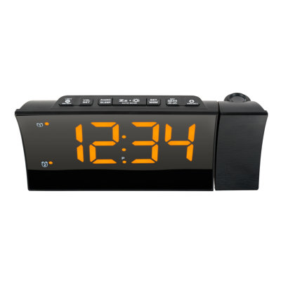 Curved Digital Projection Alarm Clock with Radio and glowing nightlight