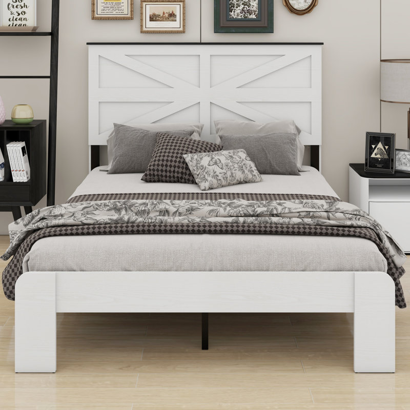 Base de lit plateforme en bois, Double