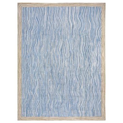 Tapis unique en laine noué à la main de 8 pi x 10 pi bleu / beige / brun