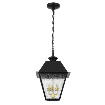 Suspension d'extérieur moderne à 3 lumières, en verre craquelé transparent, à intensité variable, de style ferme moderne