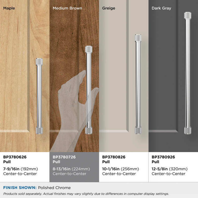 Poignée d'armoire Farewind, Chrome poli, 8 13/16"