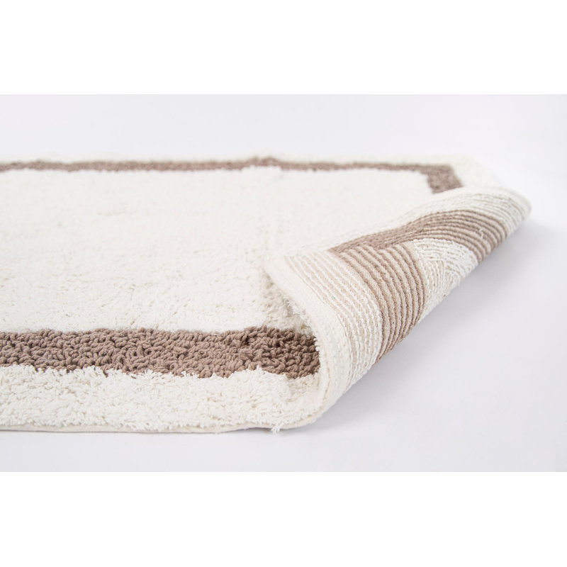 Tapis pour salle de bain Hazem, L 28 po x L 43 po, Blanc / Brun