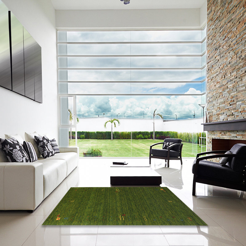 Tapis de zone vert contemporaine, Carré 4 pi