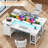Reversible Gaming Computer Desk with Charging Station, LED Lights, File Cabinet, Monitor Stand, 4 Drawers & Shelves, Home Office-624755407-624755404