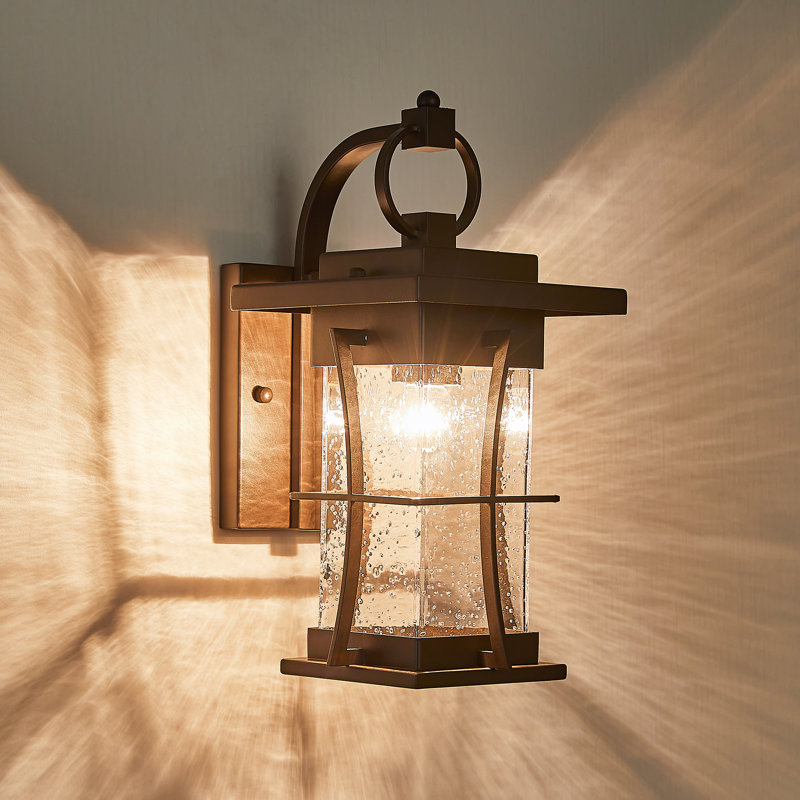 1-light bubbled glass shade Outdoor wall light, 15" H *7.1"W, Oil Rubbed Bronze