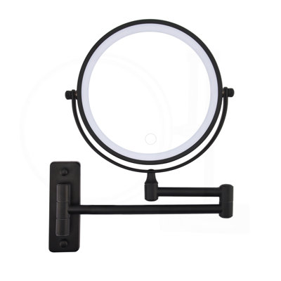 Wall Mounted Lighted Makeup Mirror, 1000mAh Rechargeable Double Sided 1X/10X Magnifying Mirror with Light,3 Color Lights,Touch Dimmable, Extended Arm 360 Rotation Wall Mounted Makeup Mirror