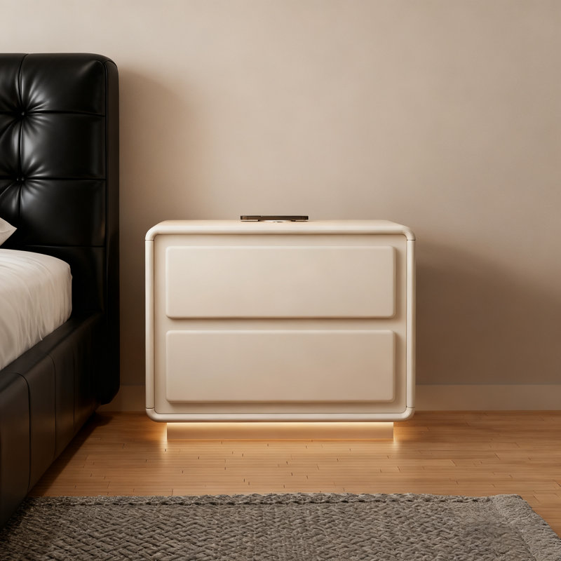 Modern 2-Drawer Smart Nightstand With LED
