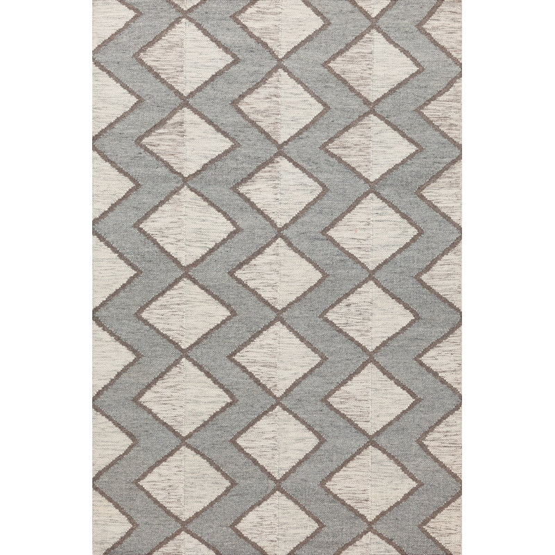 Textures Wool Geometric Area Rug in Gray, Rectangle 8' x 10'
