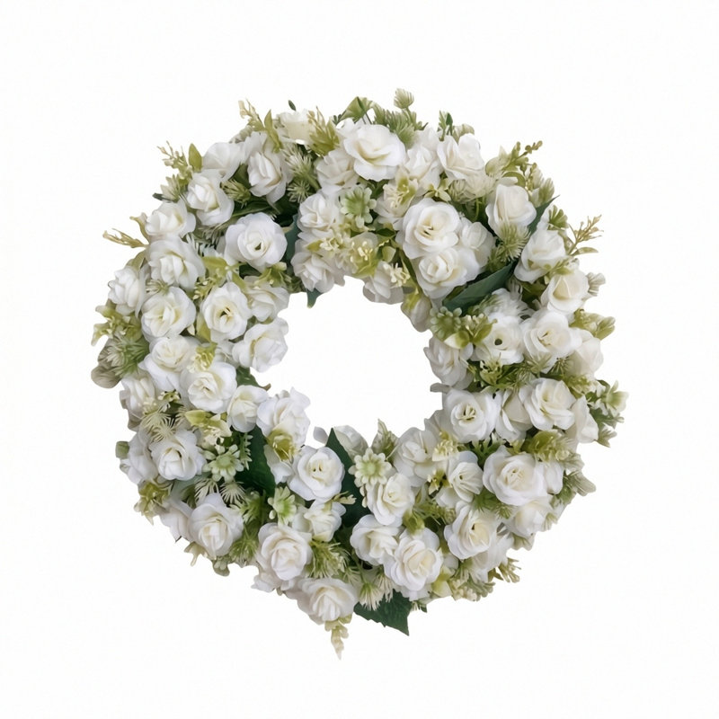 Couronne de pivoines 18 po Couronnes à ressort pour porte d'entrée, White