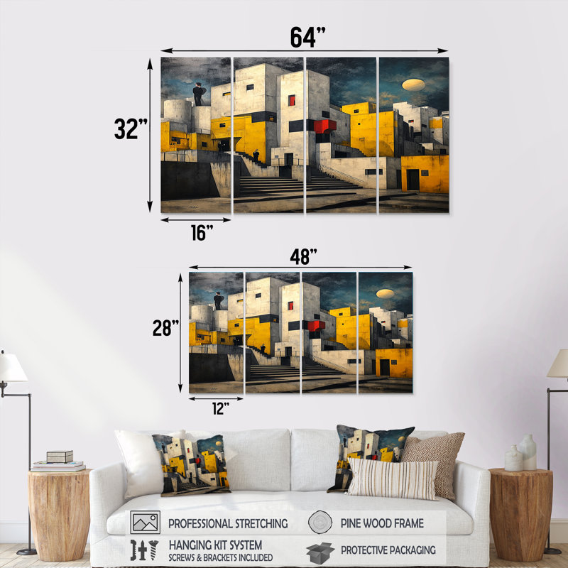 Ensemble de décorations murales Cramblitt - City Buildings, 4 pièces, 28" H x 48" W