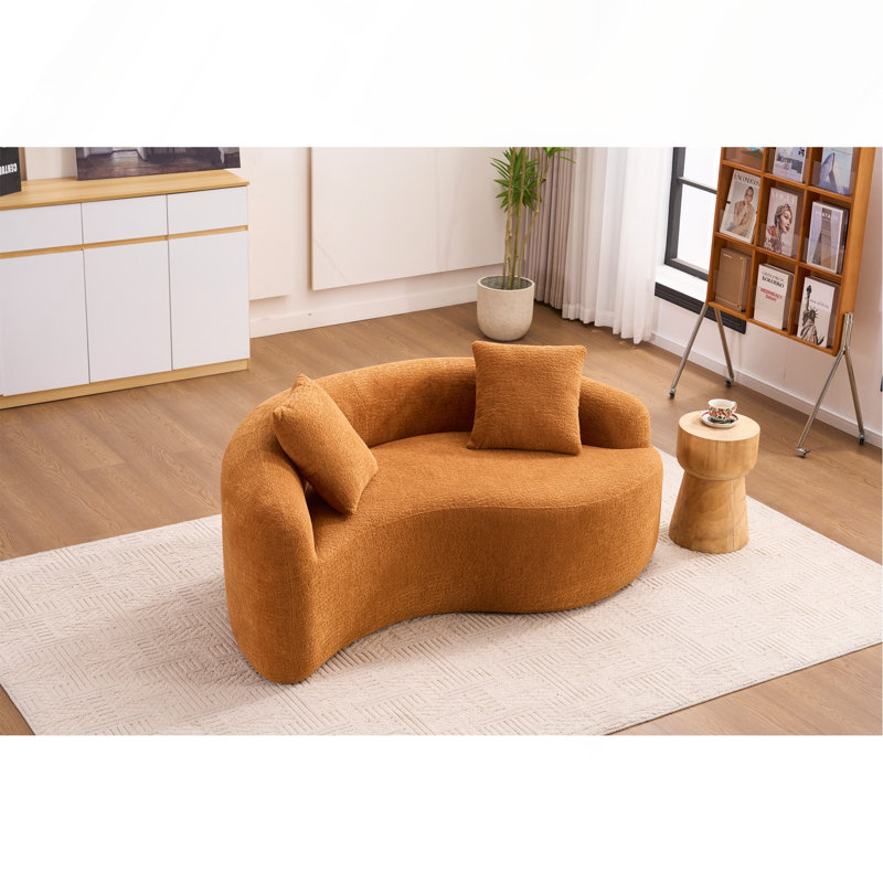 Canapé modulaire courbé en S: double profondeur, Orange