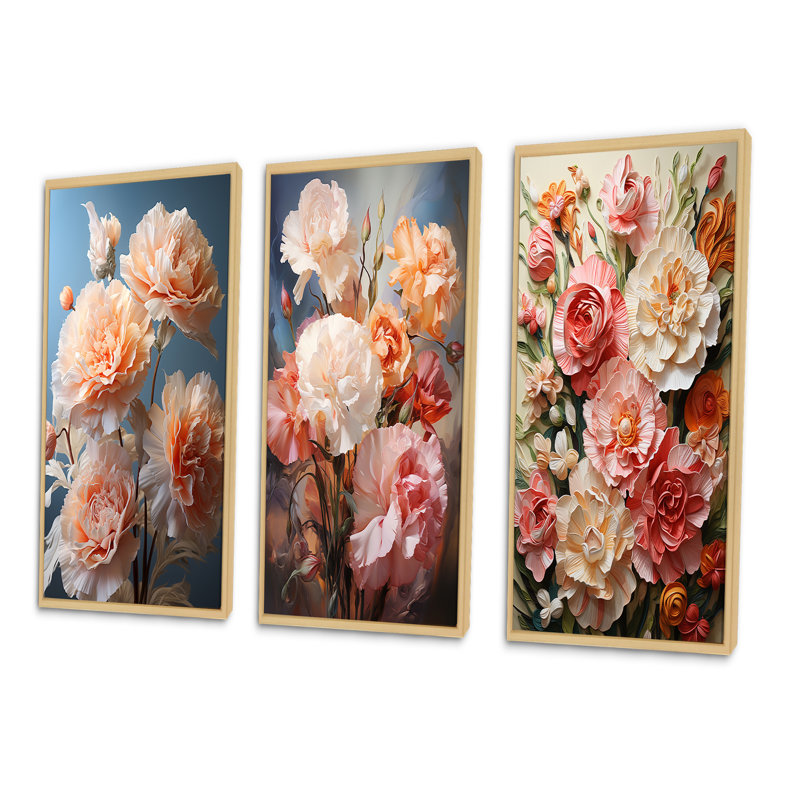 Oeillets fantaisistes - 3 pièces, Encadré naturel, H 32 po x l 48 po