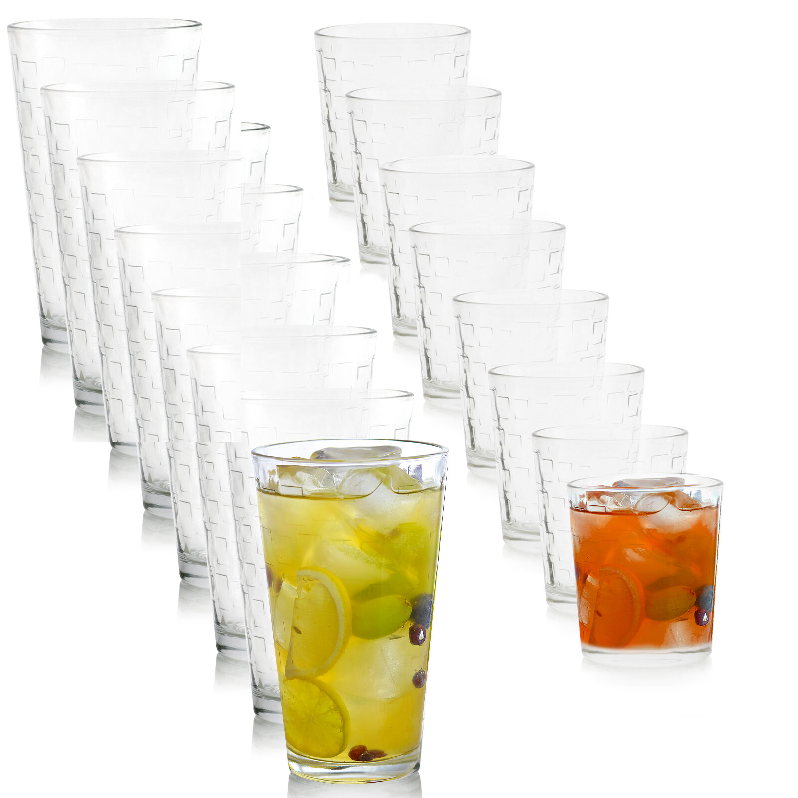 Highland Dunes Wallsend 16 - Piece Glass Drinking Glass Assorted Glassware  Set