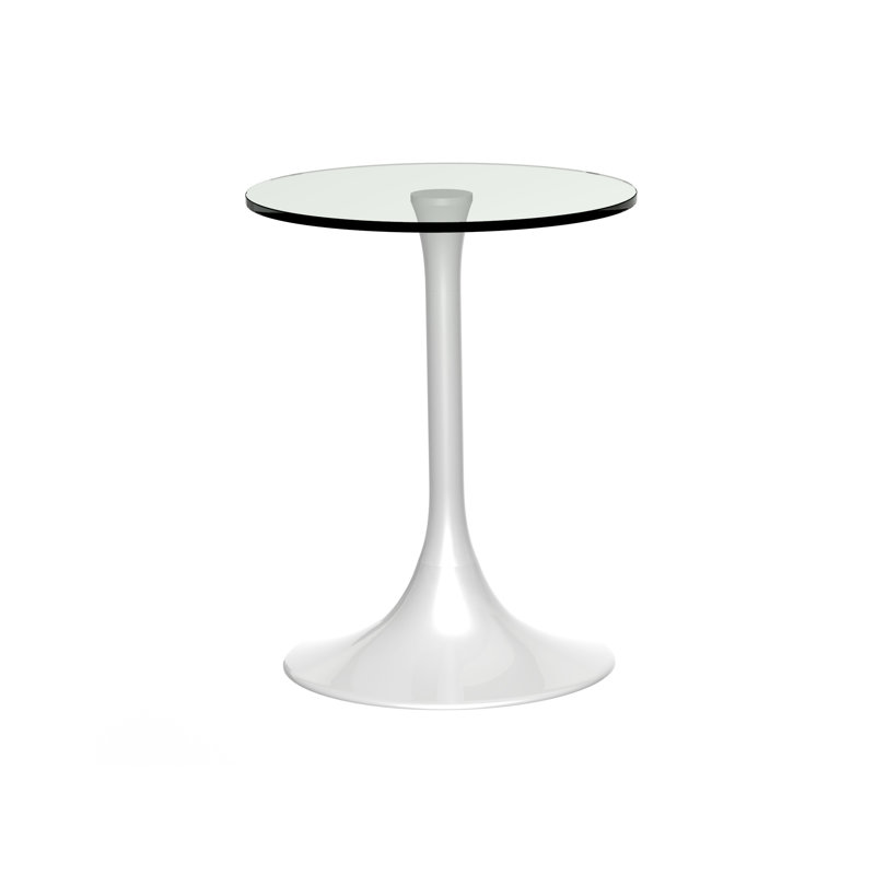 Clarke County Glass Top Pedestal End Table, White