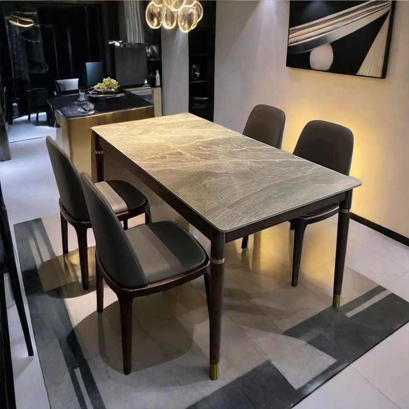 Nordic style rectangular solid wood rock table, 29.53"H x 63"L x 31.5"W