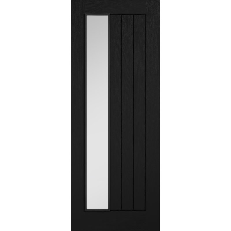 Mexicano Offset Glazed Internal Door, 68.6cm x 198.1cm, Black