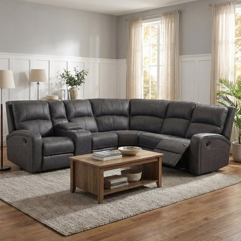 Champlin 5 Seater Reclining Corner Sofa , Grey