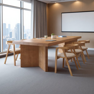 Simple Solid Wood Rectangular Conference Tables by Latitude Run