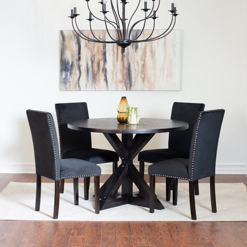 Enbridge 5-piece Dining Set, Cross-Buck Dining Table with 4 Stylish Chairs, Black